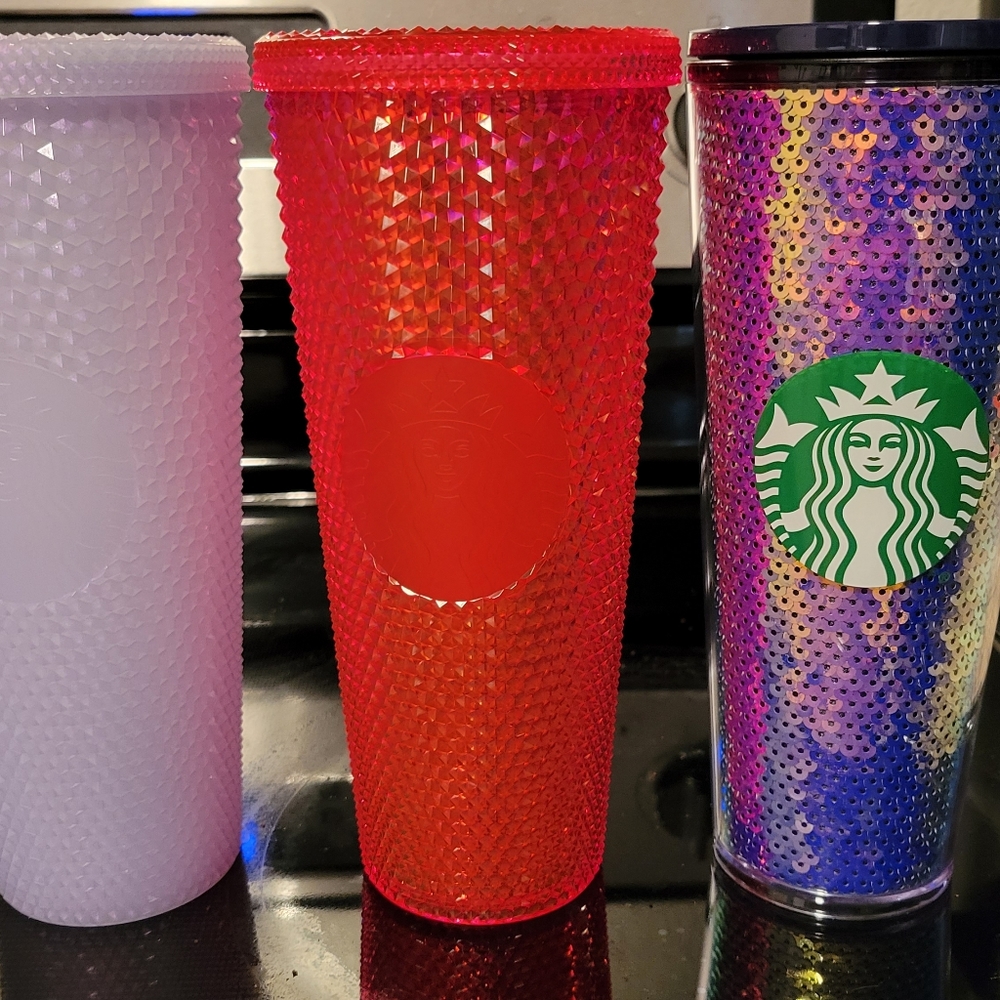 Pink studded starbucks tumbler